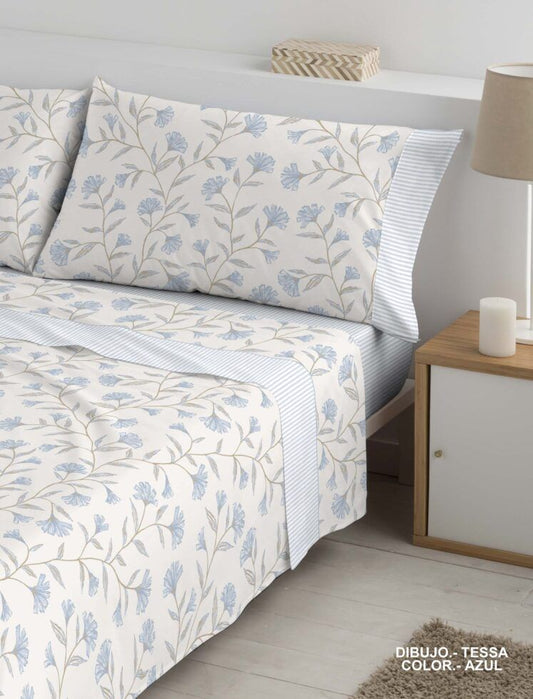 Sábanas  Bambú Tessa marca PoloPolo color azul