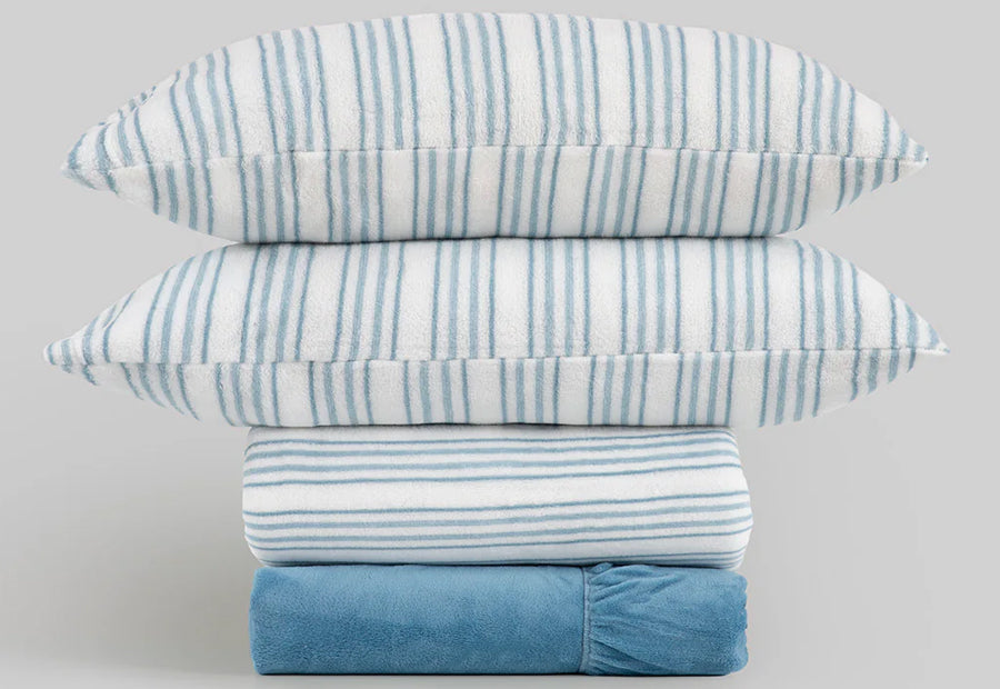 VENTA FLASH Sábana Coralina 220gr DON ALGODON Doble Cara Adriel azul