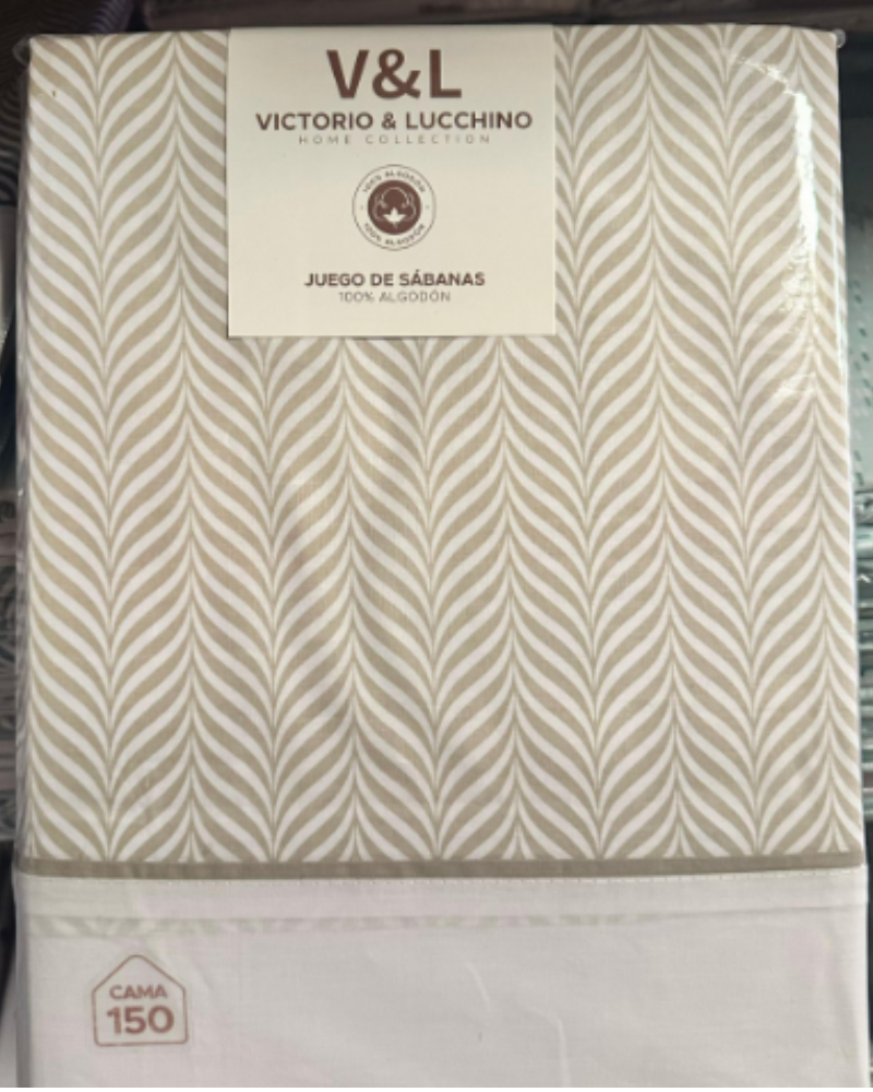 Juego de Sábanas Victorio y Luchino de verano modelo Analia beige 100% Algodón