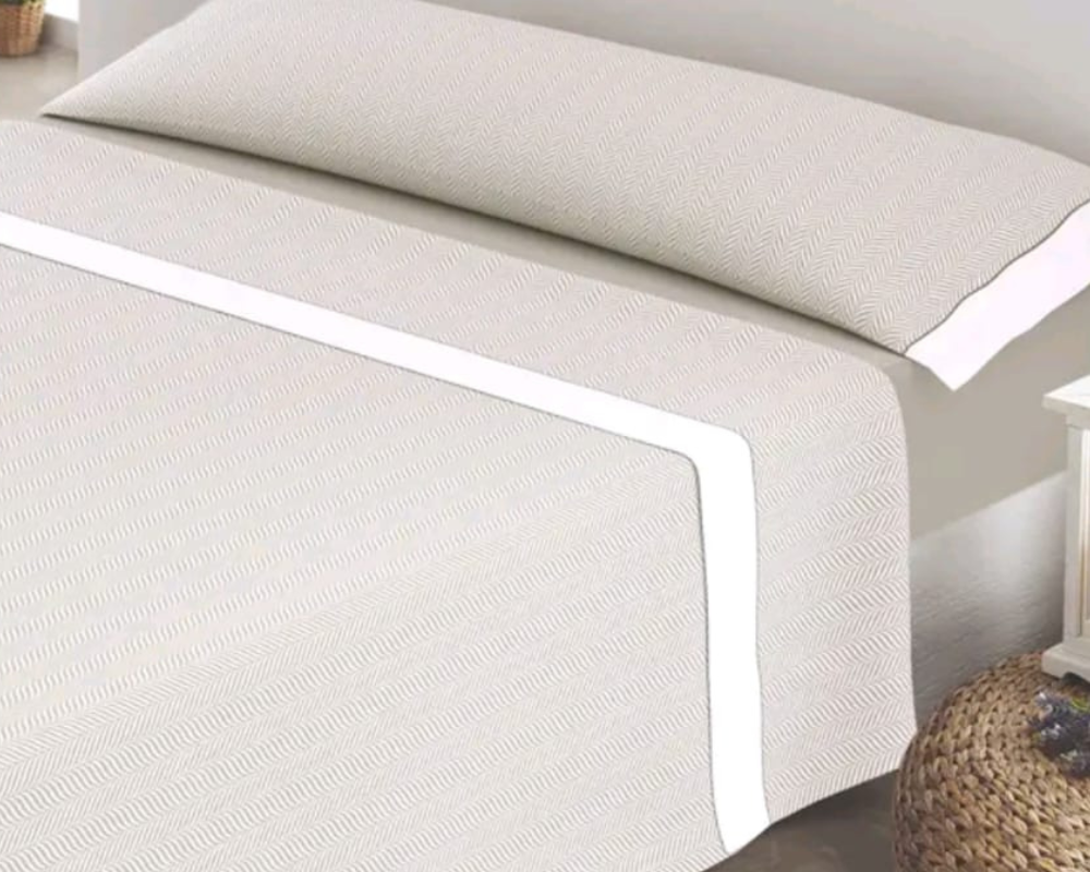 Juego de Sábanas Victorio y Luchino de verano modelo Analia beige 100% Algodón
