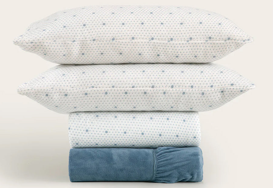 VENTA FLASH Sábana Coralina 220gr DON ALGODON Doble Cara Bianca azul