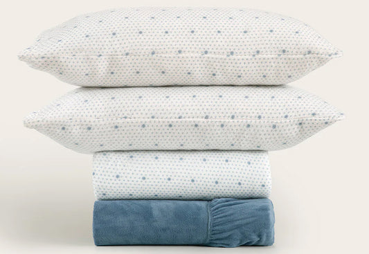 VENTA FLASH Sábana Coralina 220gr DON ALGODON Doble Cara Bianca azul