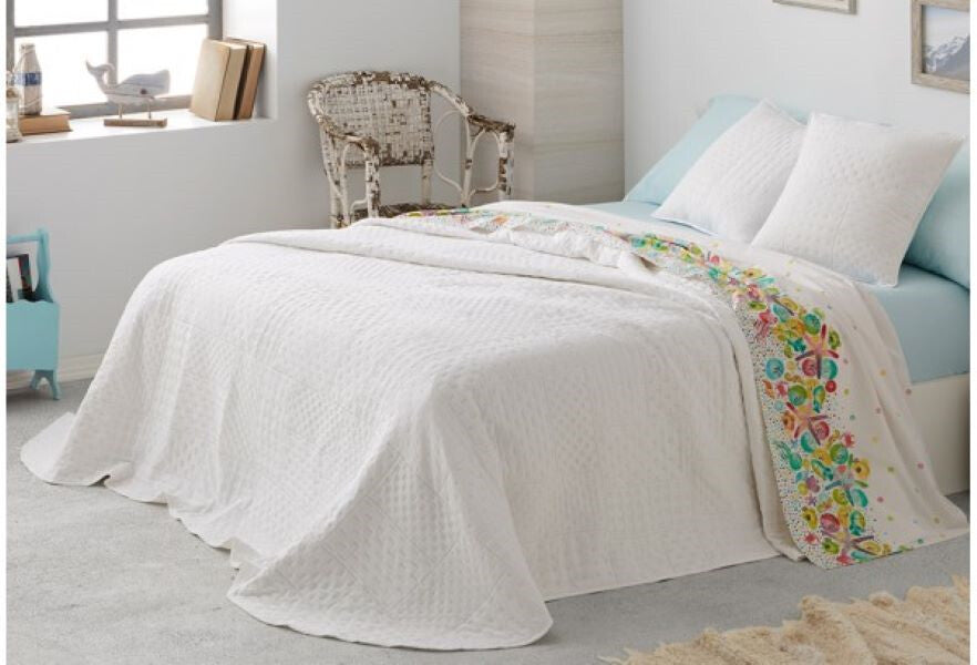 Colcha Bouti Coverlet BURRITO BLANCO Patchwork Liso 148 blanco