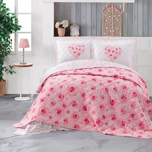 Roses Reversible Quilt 3 Pieces 100% Cotton