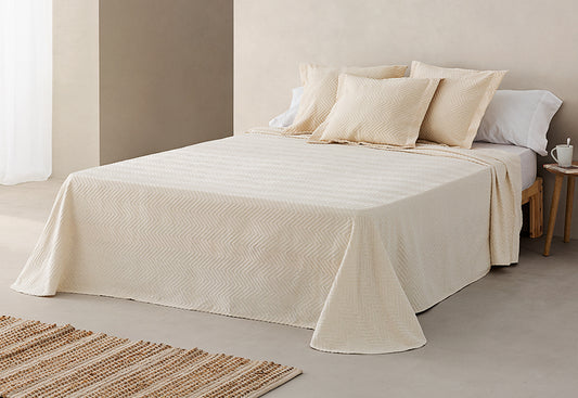 Colcha Piqué Algodón LLARBONA Espiga Beige