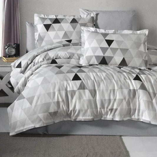 Gray Triangles Duvet Cover 4 Pieces 100% Cotton