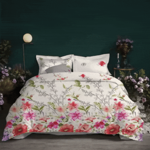 Fluorescent Flowers Duvet Cover