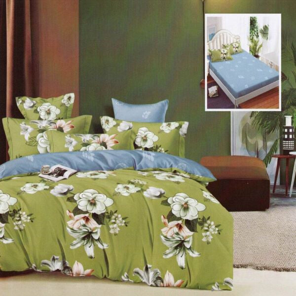 Duvet Cover Flowers on green background