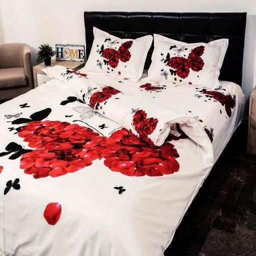 Butterfly Duvet Cover with Rose Petals