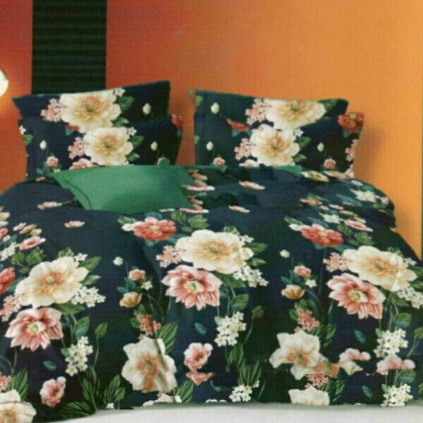 Green Duvet Cover with flowers