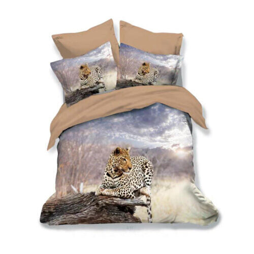 3D Leopard Bedding Set 6 Pieces