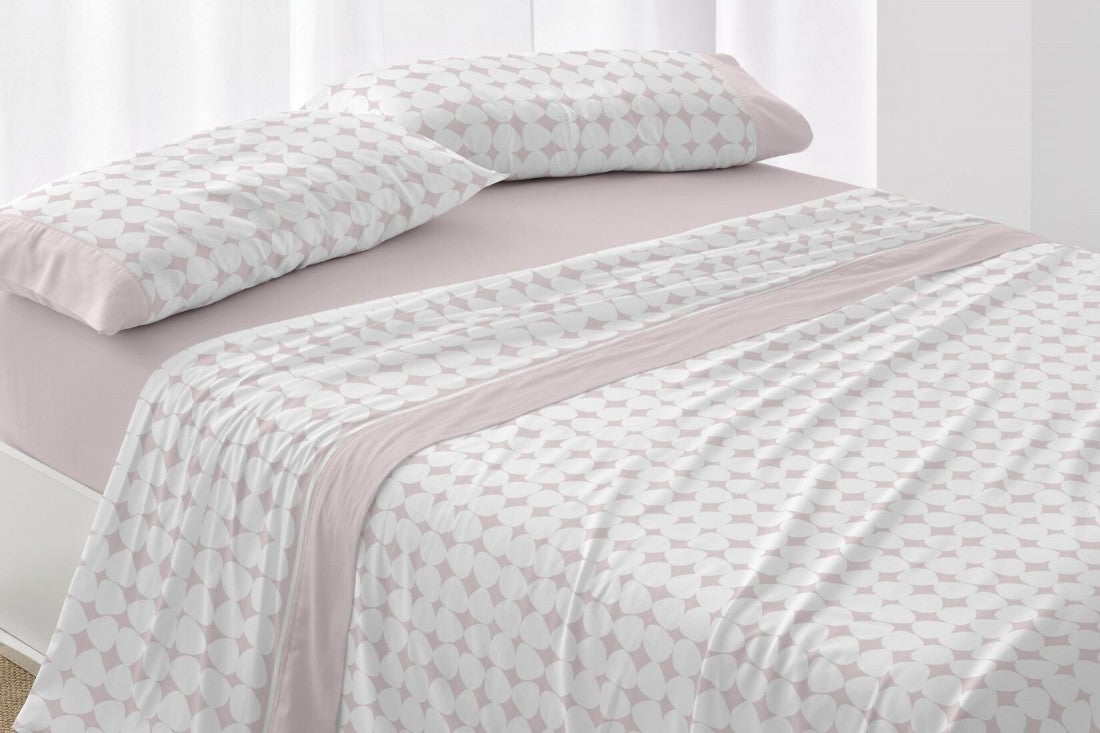 Juego de sábanas Burrito Blanco diseño 139 en color rosa