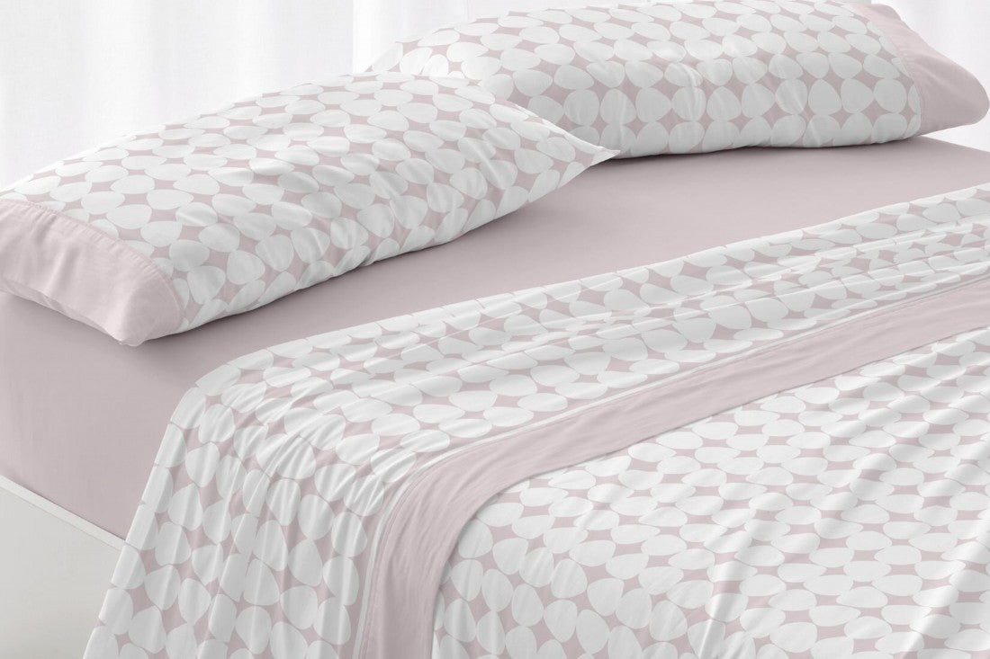Juego de sábanas Burrito Blanco diseño 139 en color rosa
