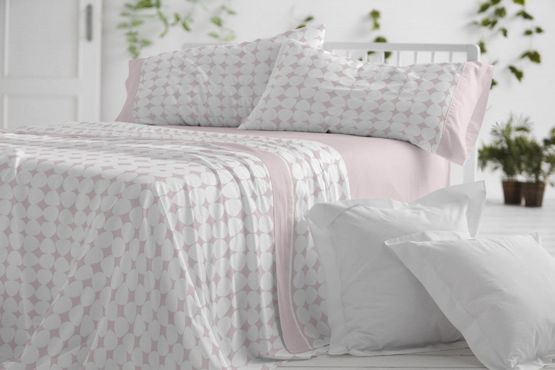 Juego de sábanas Burrito Blanco diseño 139 en color rosa