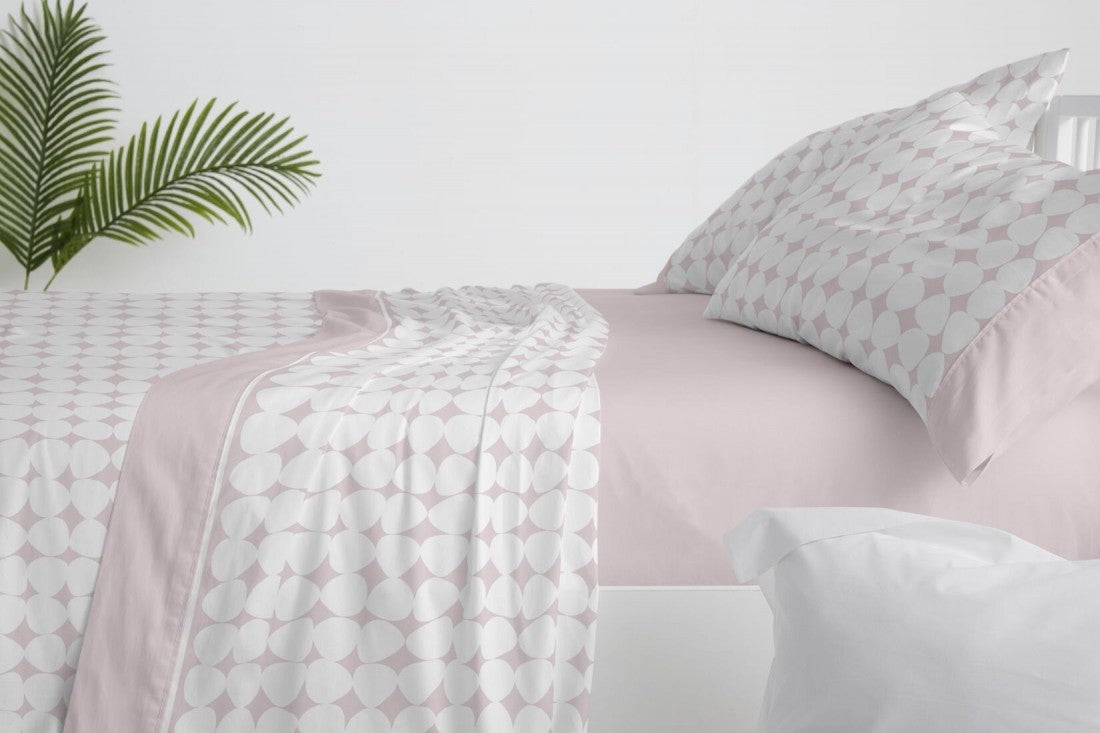 Juego de sábanas Burrito Blanco diseño 139 en color rosa
