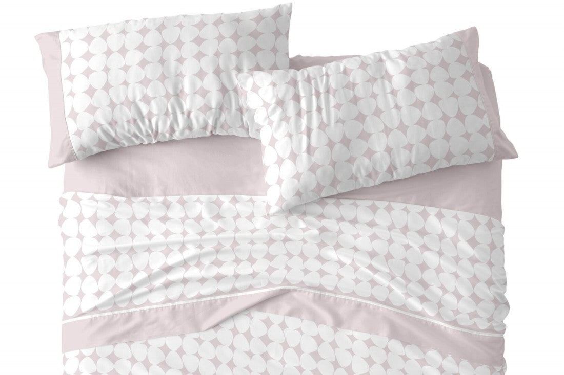 Juego de sábanas Burrito Blanco diseño 139 en color rosa