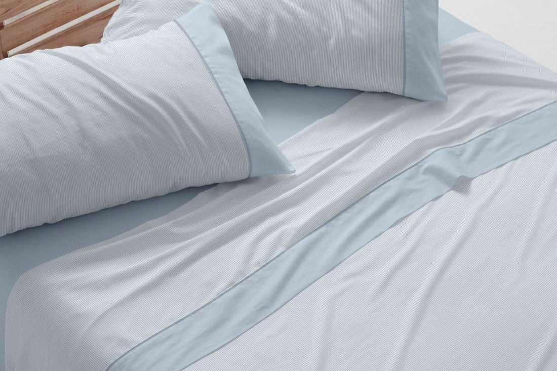 Juego de sábanas  Burrito Blanco diseño 297 en color gris, beige, azul, coral y verde