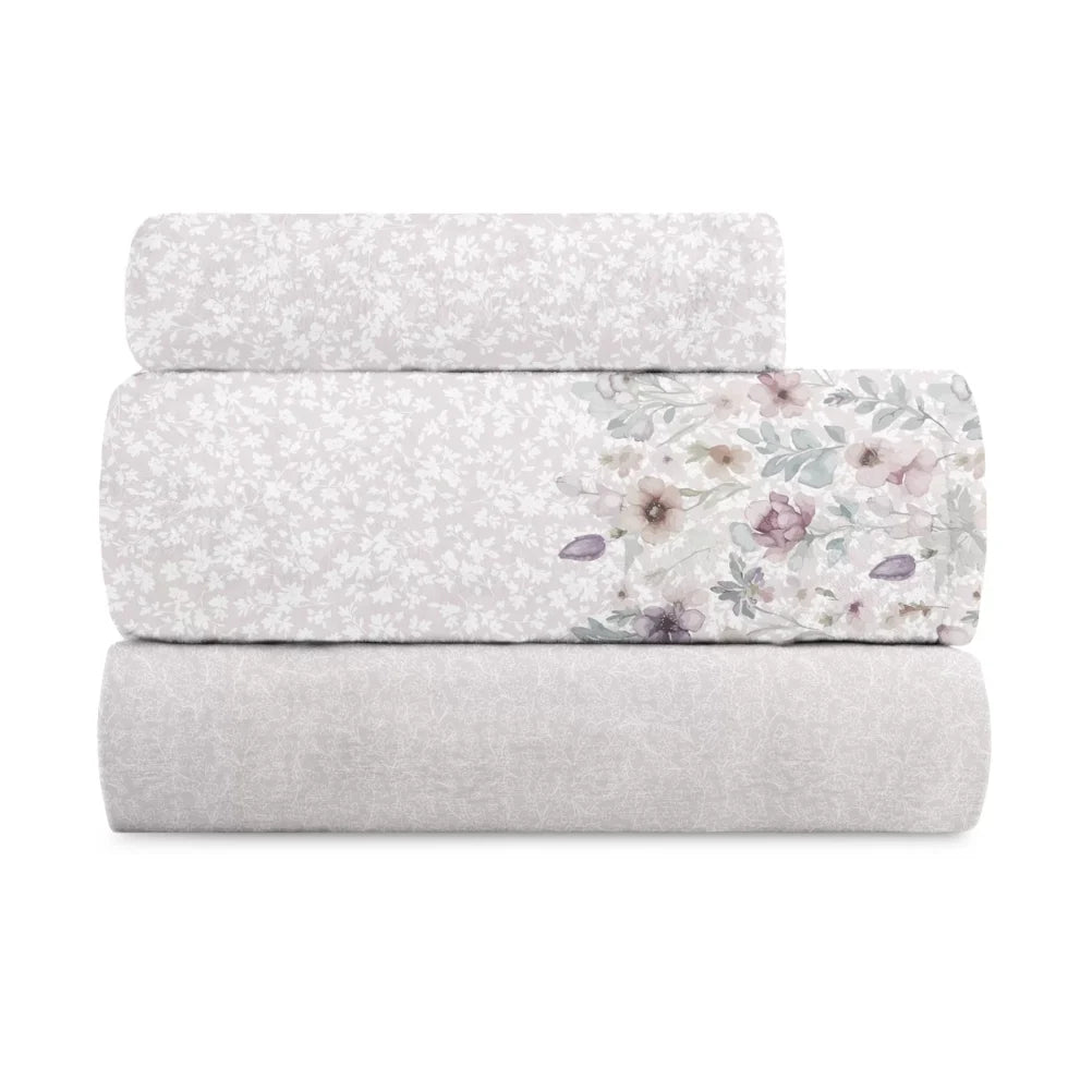 Juego sábanas coralina velvet floral rosa empolvado  565 marca MANTEROL