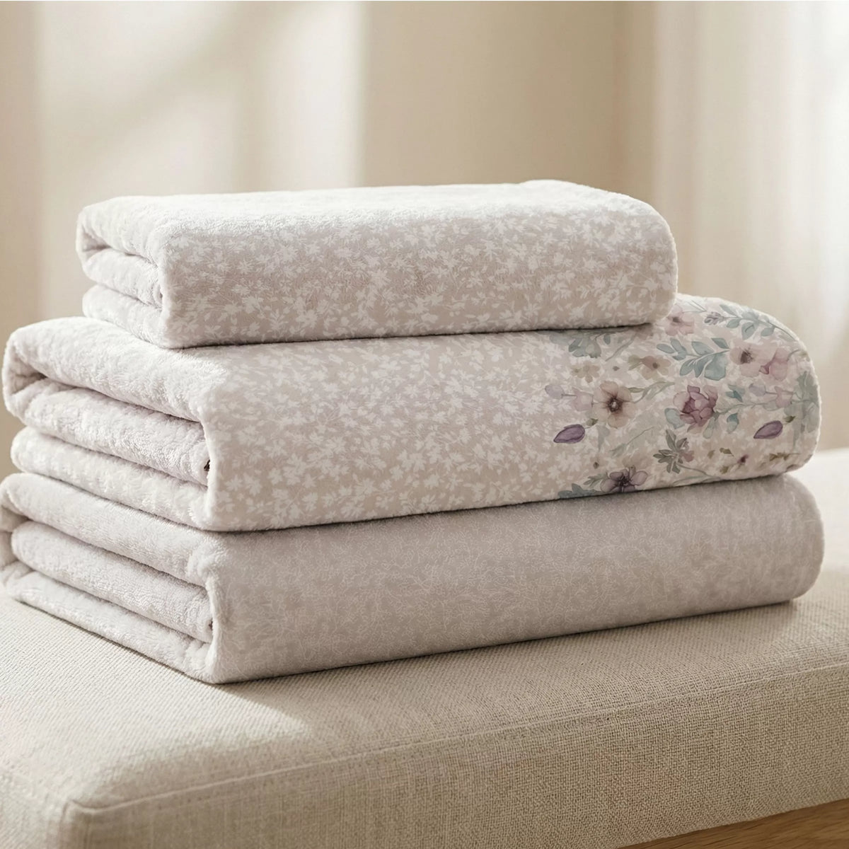 Juego sábanas coralina velvet floral rosa empolvado  565 marca MANTEROL