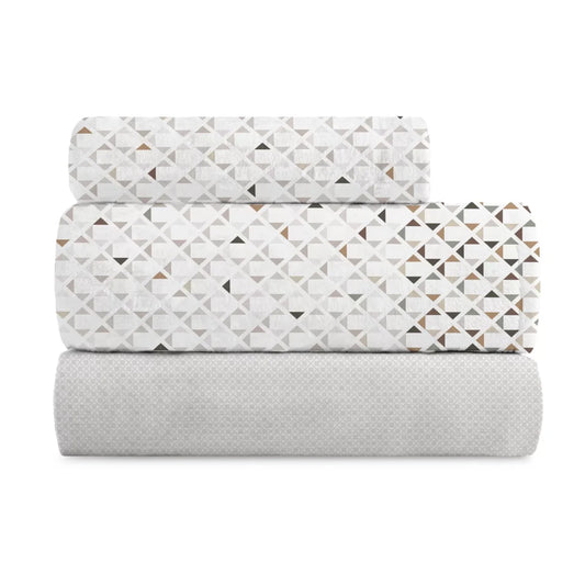 Juego sábanas coralina velvet triángulos beige  564 marca MANTEROL