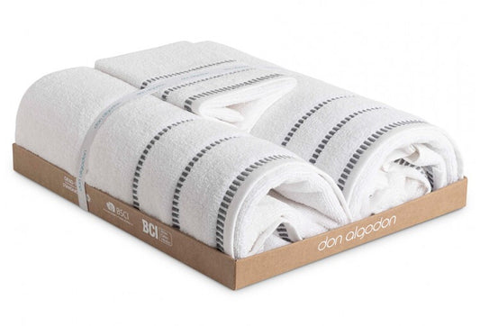 Towel set 500gr Jacquard DON COTTON white