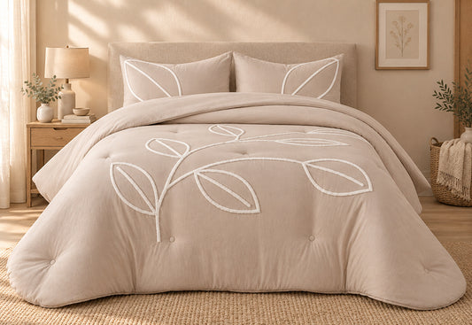 Colcha de invierno - Edredón Jules bordado en relieve color beige de Clara Vidal 400 gramos