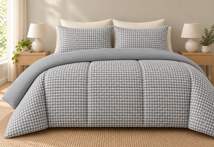 Edredón Duvet Comforter Hilo Tintado ATENAS Larissa gris