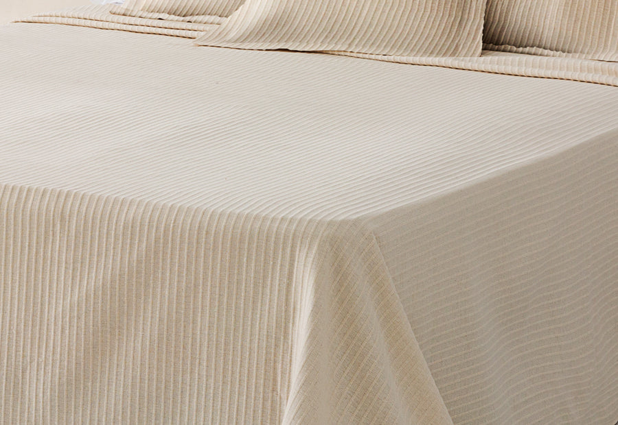 LLARBONA Mediterranean Cotton Jacquard Piqué Bedspread Beige