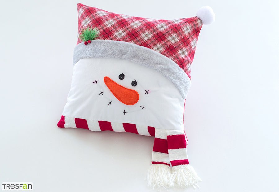 Funda Cojín 45x45 Navidad MC Formas Muñeco Nieve cara