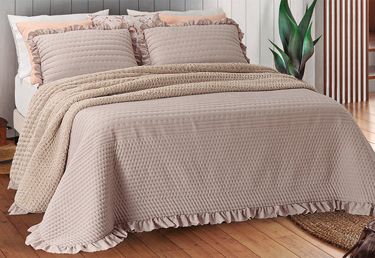 Edredón con Volante Reverso Sherpa LLARBONA Porto color taupe