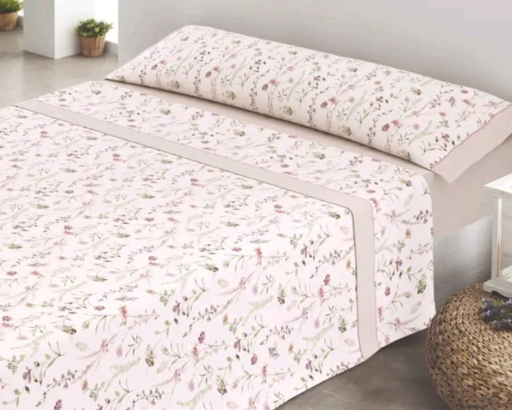 Juego de Sábanas Victorio y Luchino de verano modelo Zahara Rosa 100% Algodón