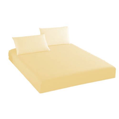 Fitted sheet + 2 pillowcases Color Yellow 100% Cotton