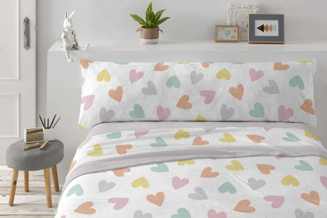 Sábana Coralina con corazones modelo TRC992 de Burrito Blanco