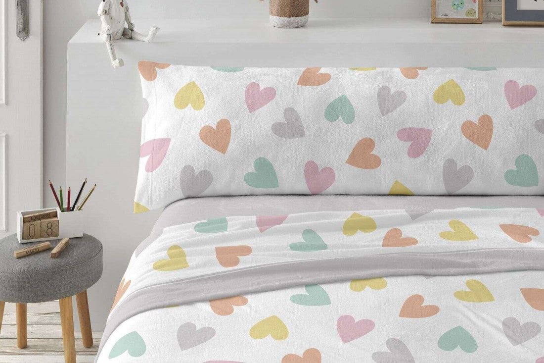 Sábana Coralina con corazones modelo TRC992 de Burrito Blanco