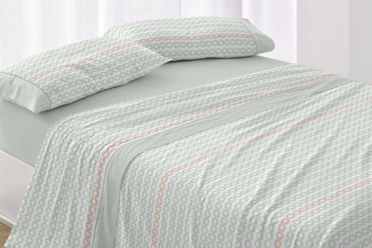 Ensemble de draps 542 Burrito Blanco en bleu, nude et menthe