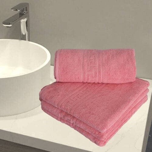 Pink Greek Border Terry Towel