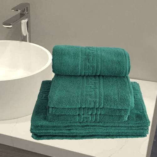 Greek Border Green Terry Towel