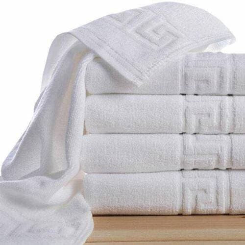 Greek Border White Terry Towel