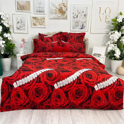 Red Roses Duvet Cover with lace