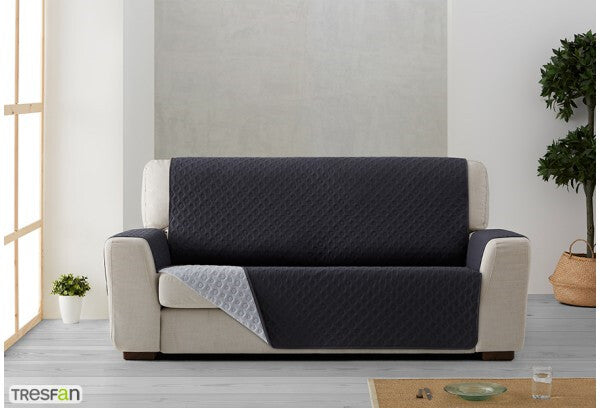 LLARBONA Laia Reversible Quilted Sofa Cover Dark Gray